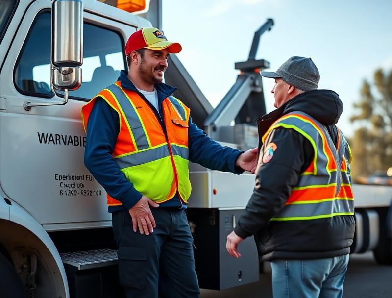 Tow Service Today heavy duty operator assisting with semi truck recovery